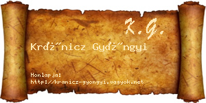 Kránicz Gyöngyi névjegykártya