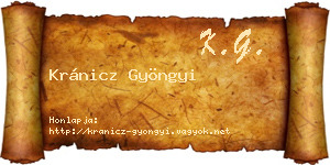 Kránicz Gyöngyi névjegykártya